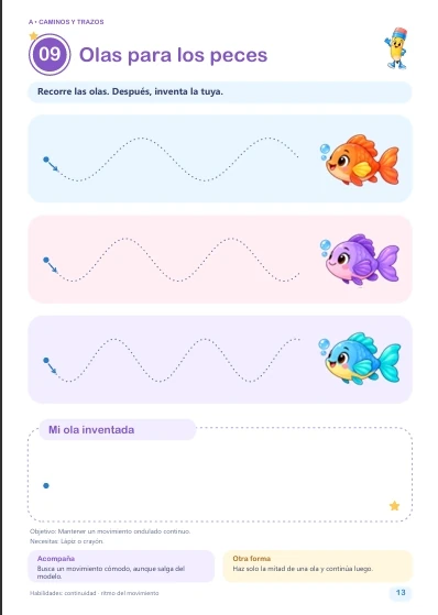 Muestra real del interior del pack: Olas para los peces